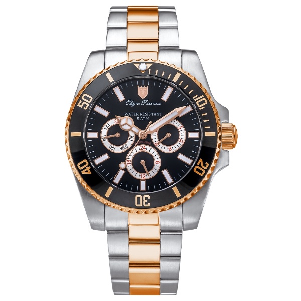 Olym Pianus 奧柏表 899833G1SR 潛水風格三眼陶瓷圈腕錶 / 雙色x黑 41mm