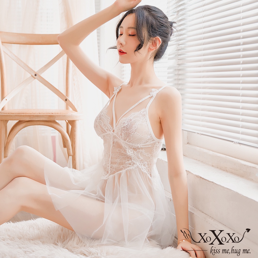 XOXOXO唯美蕾絲網紗睡裙-9196 (2色)