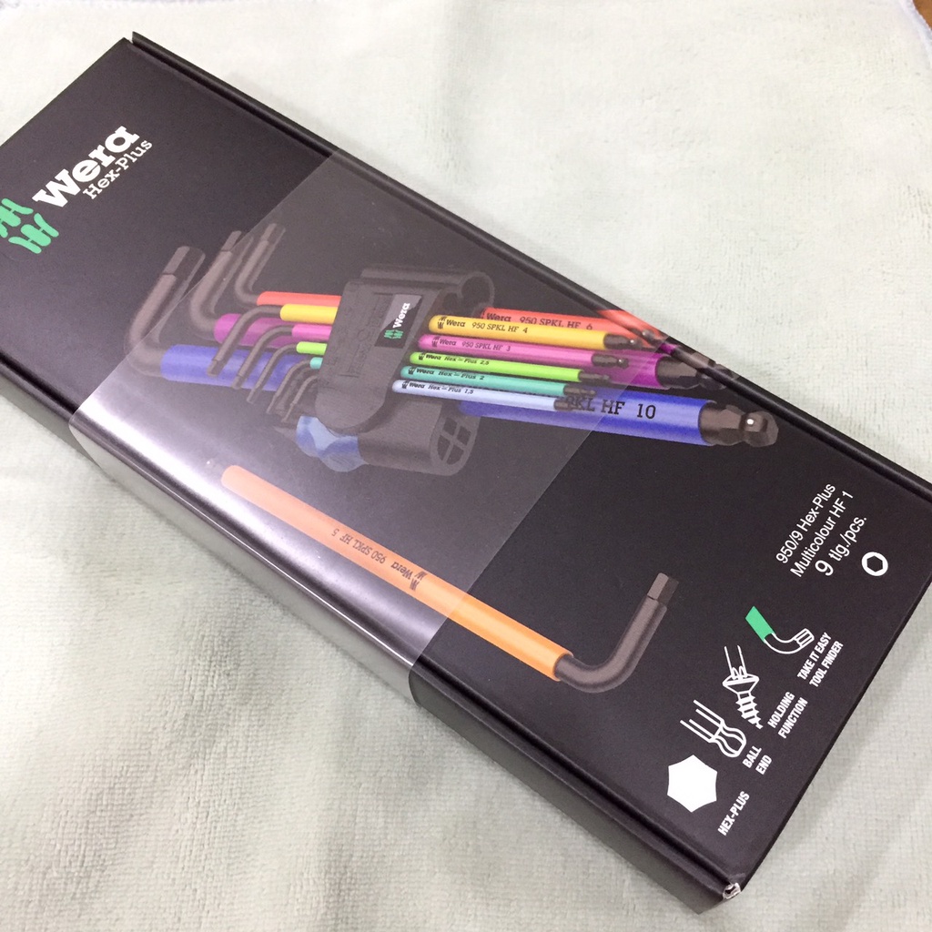 【超低價】現貨 帶定位球 Wera 950/9 Hex-Plus HF L-Keys 9隻組 彩色六角扳手/板手