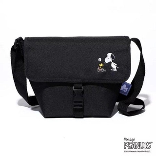 ★JS日雜附錄★ 史努比 黑色絕版刺繡小郵差包斜挎包斜揹包斜肩包 SNOOPY 百搭休閒