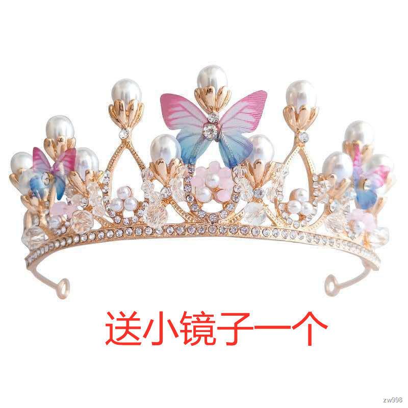 兒童皇冠頭飾花童手工女孩生日蝴蝶發飾王冠演出發箍公主禮服配飾 蝦皮購物