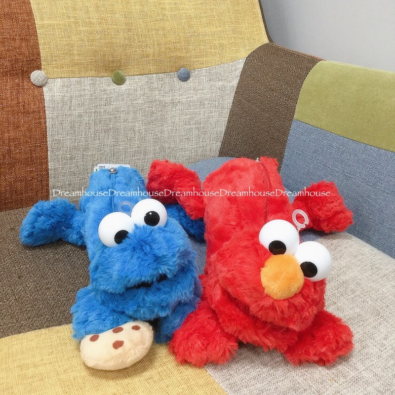 日本帶回 SESAME STREET 芝麻街 elmo 餅乾怪獸 筆袋 鉛筆盒 絨毛鉛筆盒