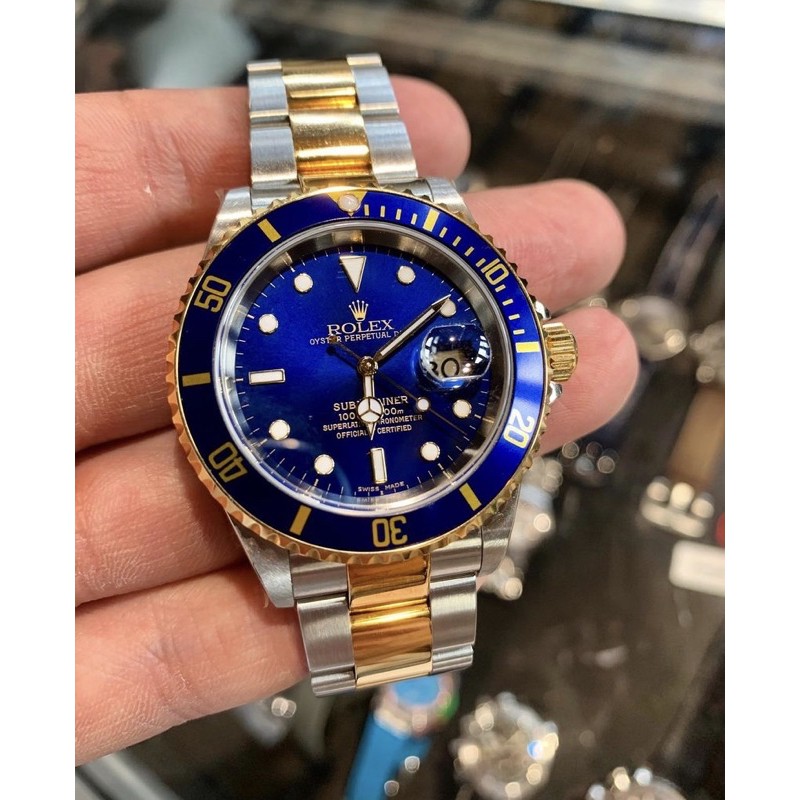 Rolex 16613藍金水鬼18k金老錶二手美品 蝦皮購物