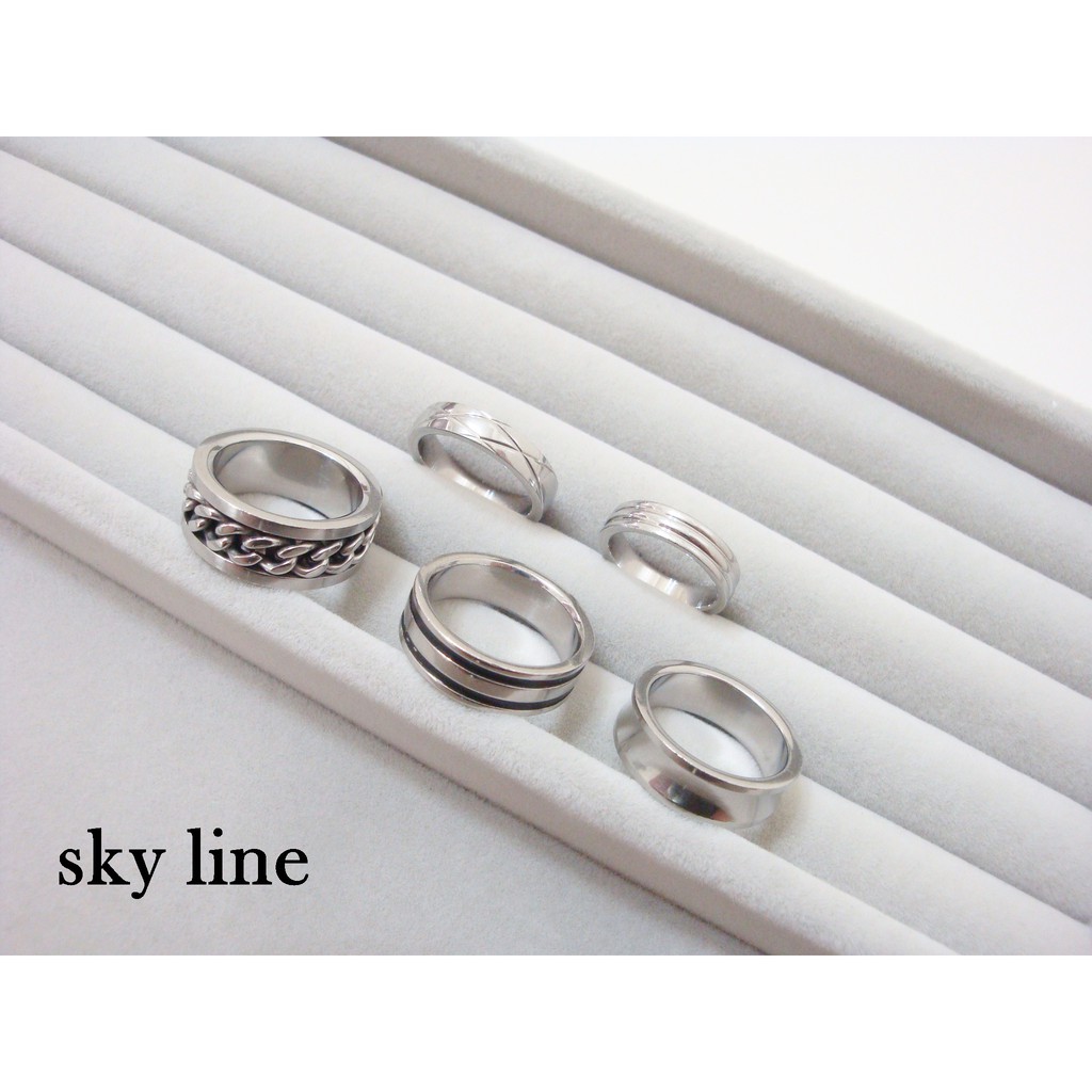 sky line/歐美日韓流行飾品 男性女性中性不鏽鋼材質戒指 鍊條線條素面 多款可選 銀色(特價品)