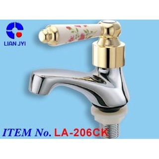 {岱順水電材料行}~[LJ水龍頭]~廚房 洗手檯 單孔立式水龍頭 立栓 彩繪把手 美式 歐式 歐風 典雅 古典 造型優美