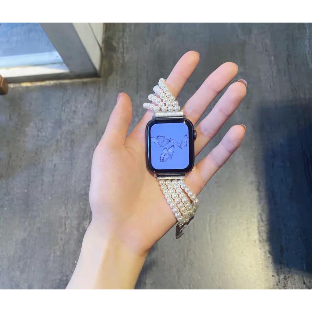 熟女的手工復古小香珍珠風apple Watch珍珠錶帶 蝦皮購物