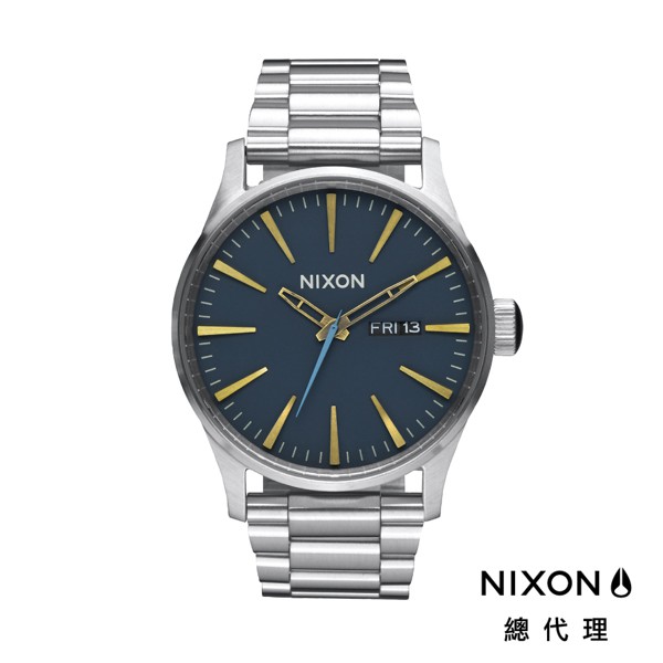 NIXON SENTRY SS 極簡復刻 深藍 金色指針 鋼錶帶 男錶 女錶 手錶 A356-2076