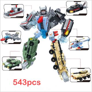 543pcs/套 古迪積木 6合1軍事系列變形機器人積木 兼容樂高積木 DIY坦克戰鬥機模型 禮物