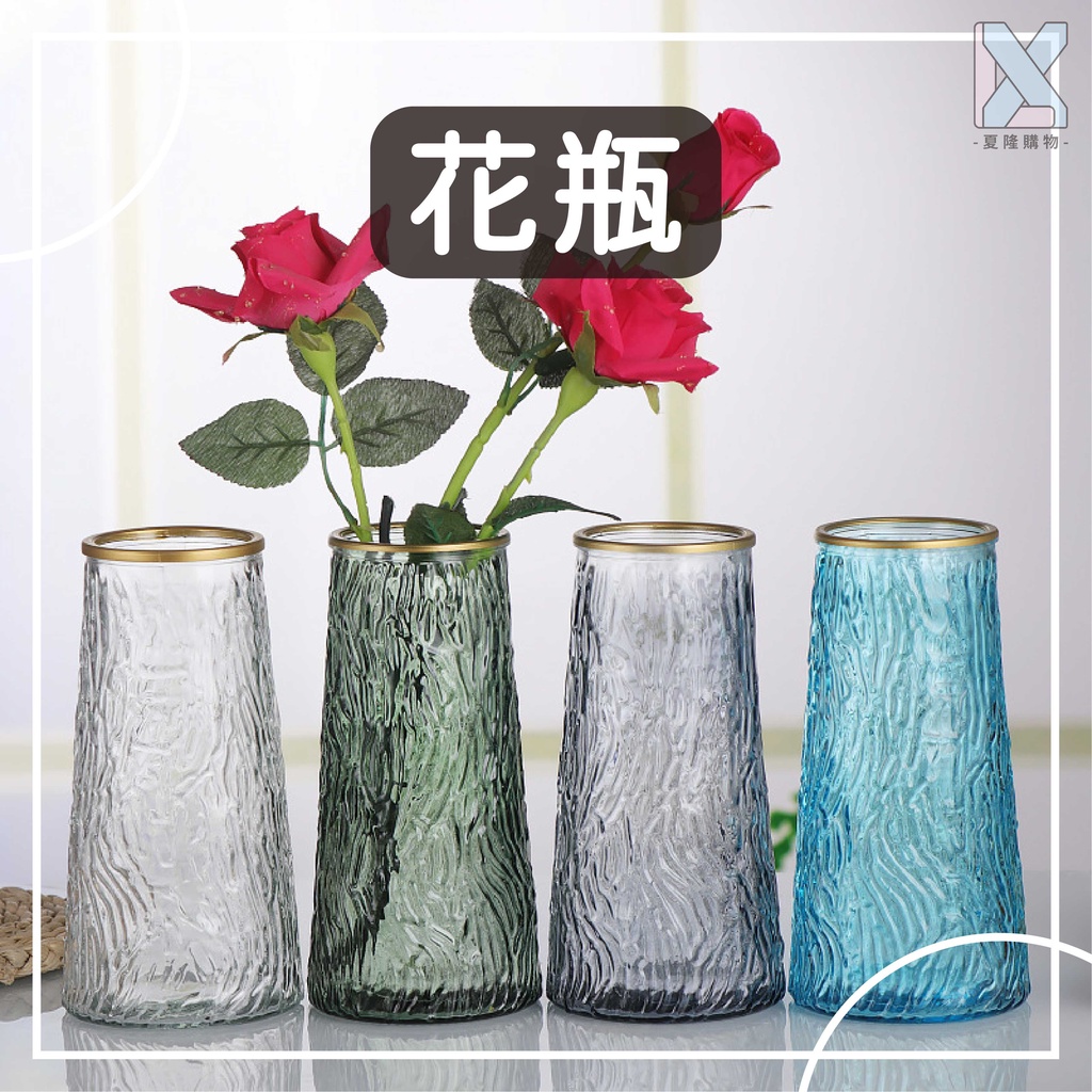花瓶透明玻璃花瓶鮮花瓶插花瓶客廳茶桌花瓶擺件北歐風冰川紋路 電子發票 現貨 免運 蝦皮購物