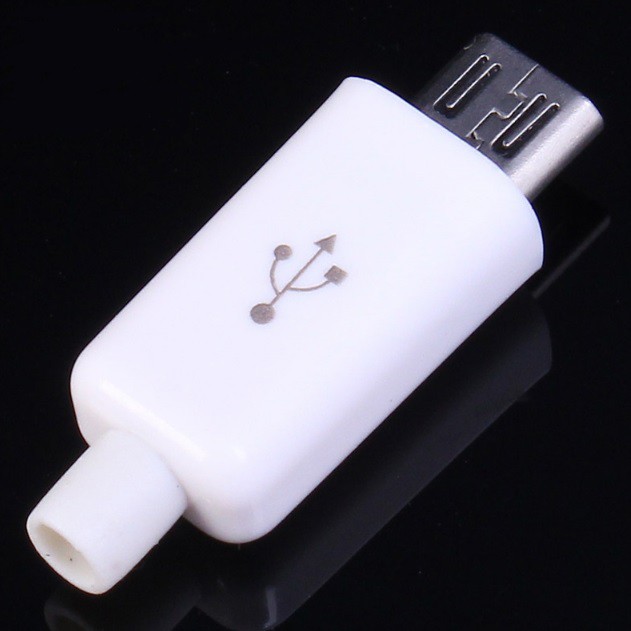 【盼盼525SP】 Micro USB 蘋果款 白色 公頭 5P 四件式 有線檔保護套 DIY焊線式充電器電源改裝必備