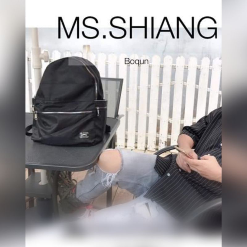 MS.SHIANG收納背包 尼龍後背包  可插行李箱
