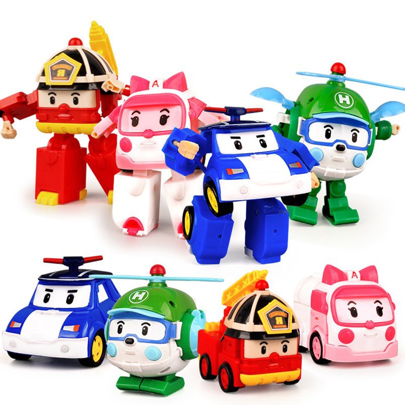 CoCo釦釦百貨商城Q版變形機器人玩具 韓國poli汽車俠 珀利警車 消防 變形 救援隊 機器人 變形玩具 啟蒙波力玩具