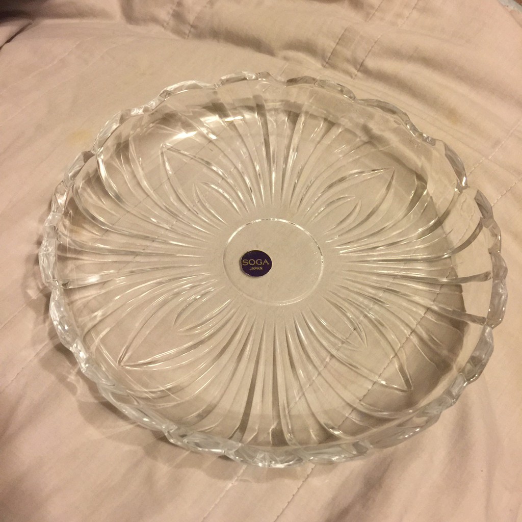 SOGA JAPAN 日本製造 水晶盤 水果盤 高質感 附盒子 玻璃盤 餐廚 碗盤器皿