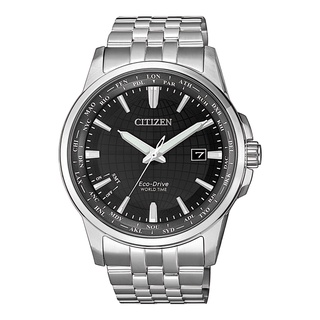 CITIZEN 星辰錶 光動能萬年曆世界時區腕錶-黑面x鋼帶(BX1001-89E)41mm