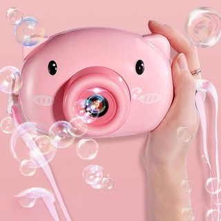 現貨/粉紅豬電動泡泡照相機/附掛繩/泡泡液×2