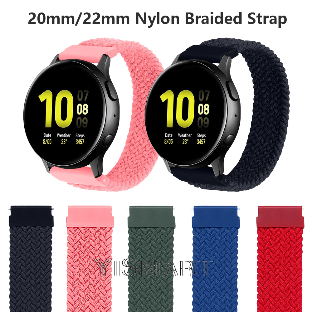 三星編織單圈錶帶 適用Galaxy Watch 3 尼龍錶帶 Active 2編織錶帶 華為 佳明 運動替換錶帶46mm