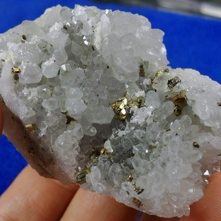 [友克鑫礦業]ag557約白水晶簇共生閃亮亮黃鐵礦 晶簇 黃鐵礦 原礦 水晶簇 硫鐵礦 愚人金