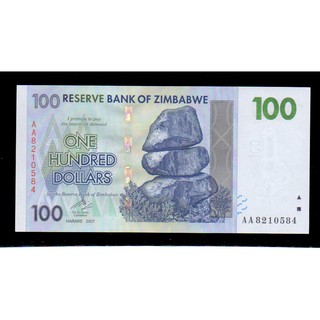 【低價外鈔】辛巴威2007年 100Dollars 辛巴威幣 紙鈔一枚，絕版少見！
