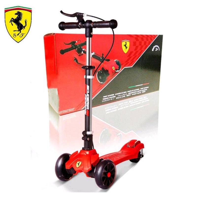 Ferrari 法拉利】兒童多功能三輪重力轉向折疊式滑板車
