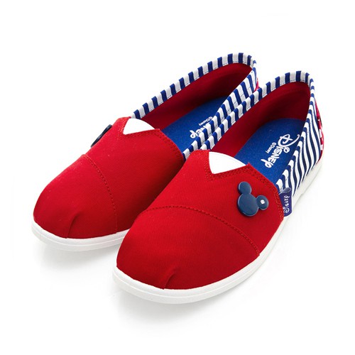 Disney 美式活力 經典款米奇條紋懶人鞋-紅(DW3110紅)