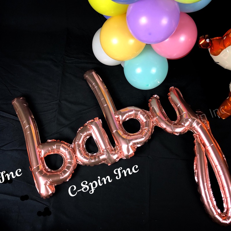 現貨 Baby 玫瑰金 氣球 求婚 女朋友 情人節 禮物 驚喜 氣球柱 底座 裝飾氣球 夜市 婚禮 聖誕節 生日 派對