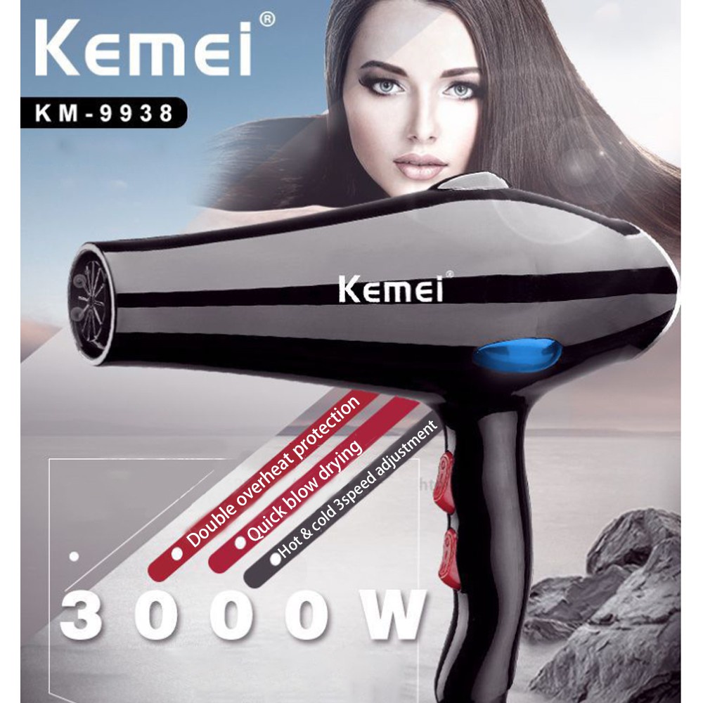 kemei Electric Hair Dryer KM-9938 3000W High Power Cold Air