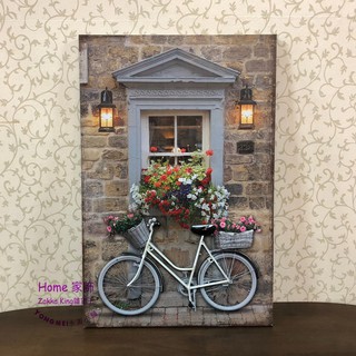 [HOME] 古典窗戶外立體腳踏車 led燈掛畫 復古無框畫 複製畫壁畫 立體畫 居家客廳房間臥室書房走道咖啡廳佈置裝飾