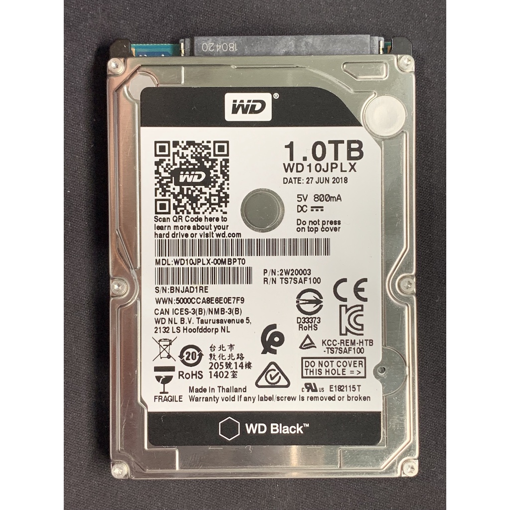 WD黑標2.5吋筆電硬碟1TB