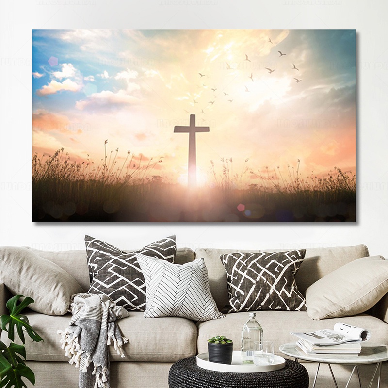 基督教壁畫 藝術宗教耶穌十字架油畫 海報和壁畫客廳裝飾掛畫 木框畫 無框畫