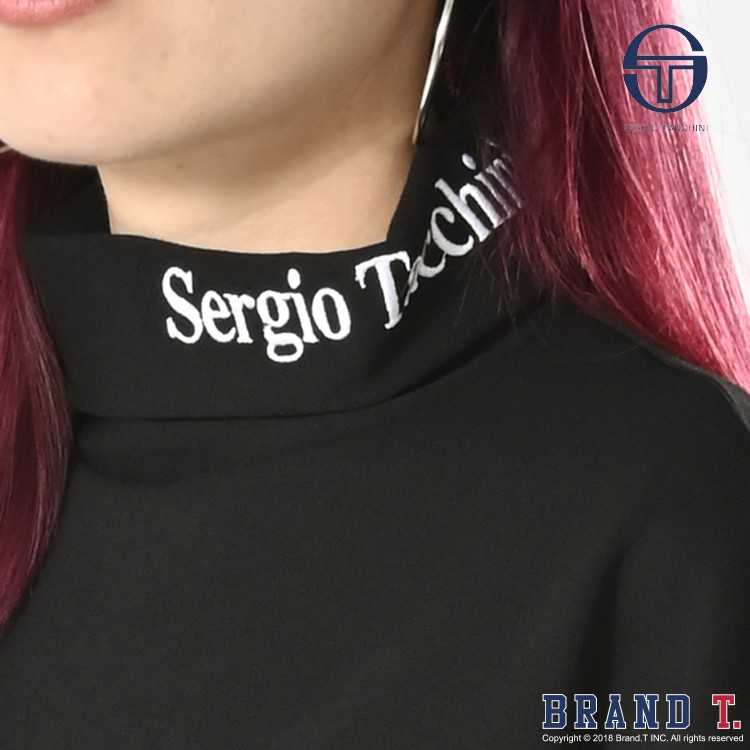 【Brand T】SERGIO TACCHINI LOGO MOCKNECK 黑色*刺繡*高領*薄長T*義大利*網球