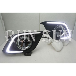 ●○RUN SUN 車燈,車材○● 全新 2014 2016 2015 MAZDA 3 專用 ㄈ型 日行燈 霧燈蓋 一對