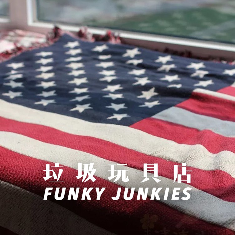 台灣店家 / 垃圾玩具店 // 國旗（美國、英國）棉麻針織萬用毯 沙發蓋毯