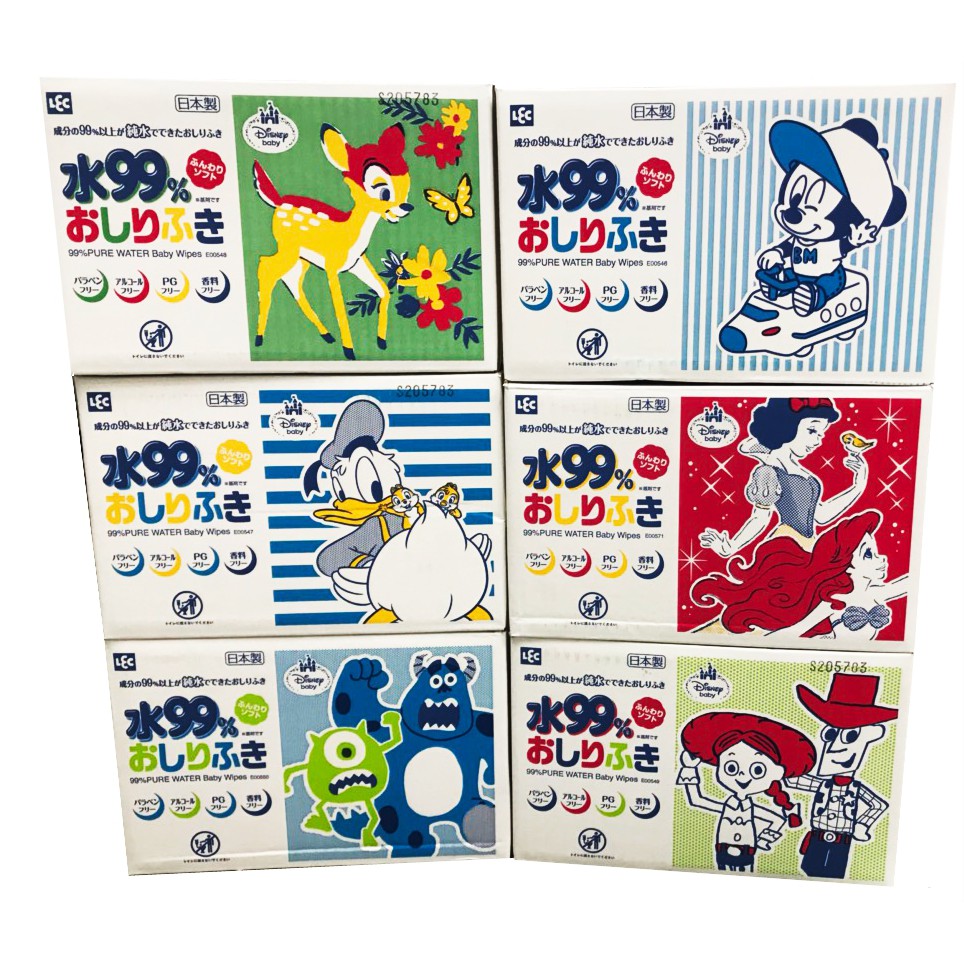 日本公司貨 合法平輸進口 迪士尼lec迪士尼99 純水濕紙巾手口用60抽 包1箱 可宅配 可超取 蝦皮購物