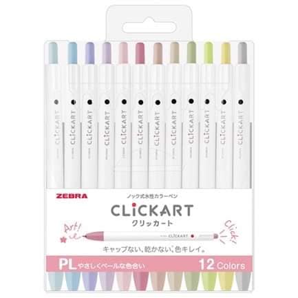 筆自慢殿堂 zebra clickart 按壓式無蓋水性彩色筆 12支組 日本製 水性彩色筆 彩色筆