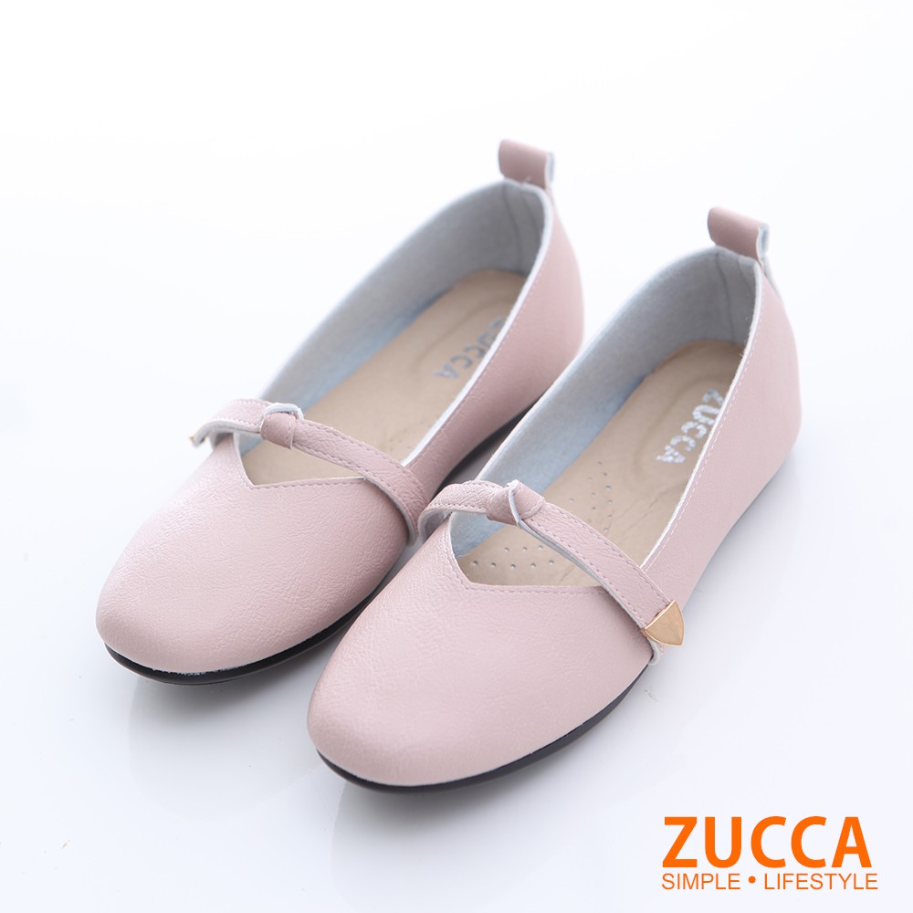 【ZUCCA】圓方頭繫繩平底包鞋-z6628pk-粉