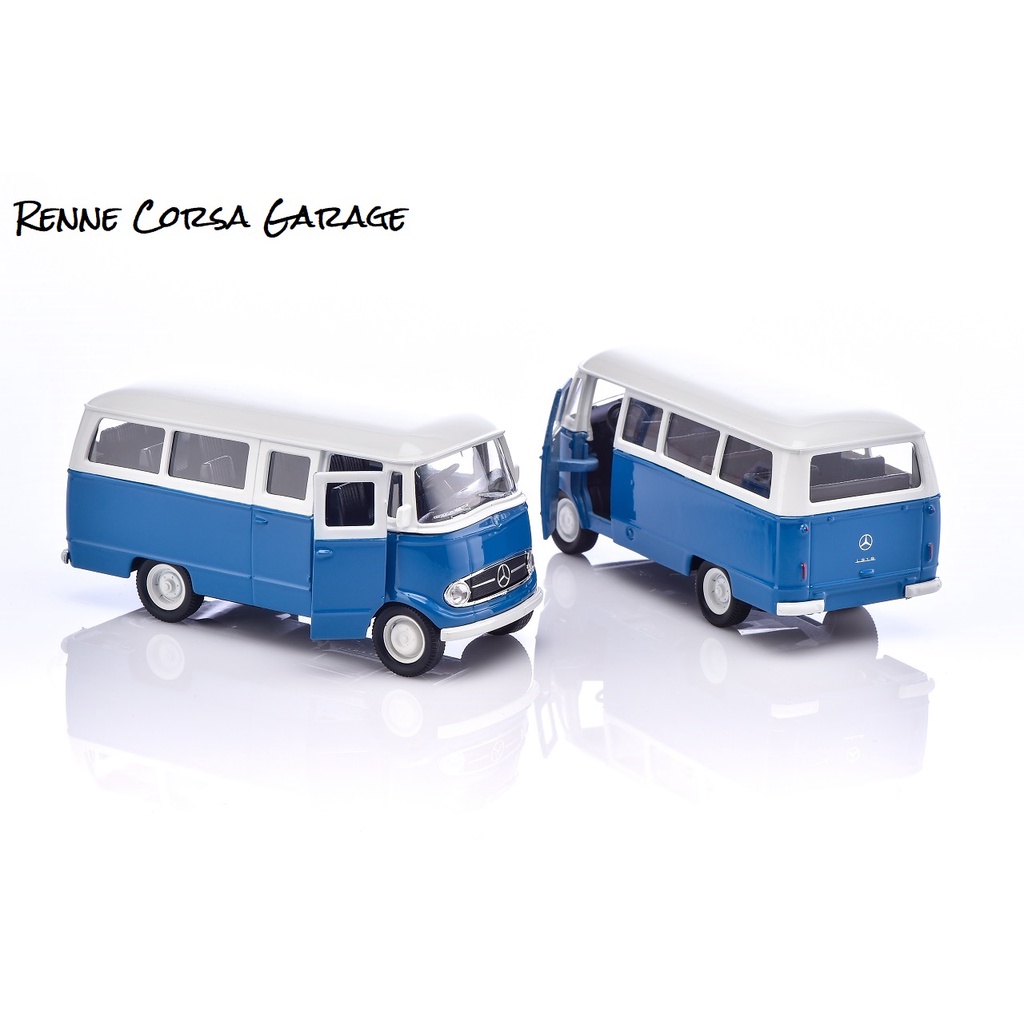 【Renne Corsa Garage】正賓士原廠 L319廂型貨車迴力模型玩具 藍白色 1/38