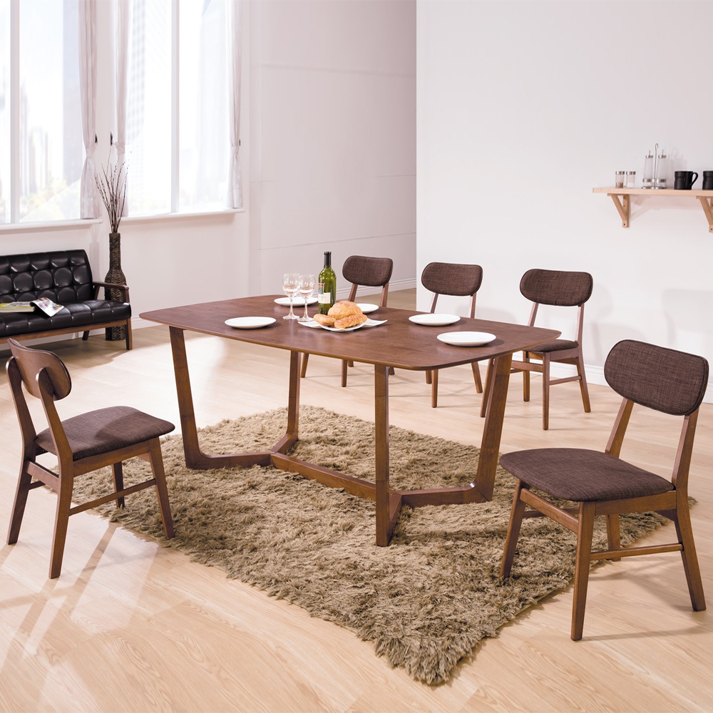 Boden-米爾6尺北歐風餐桌椅組(一桌四椅)