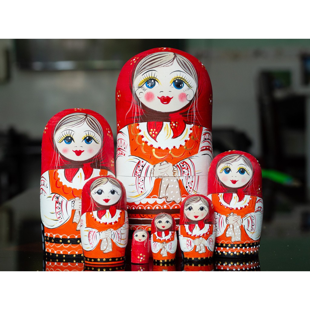 (帶視頻-俄羅斯進口娃娃)高品質俄羅斯娃娃套裝7層正版傳統俄羅斯女孩