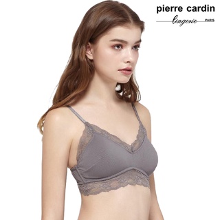 【pierre cardin 皮爾卡登女性內衣】女內衣 俏麗蕾絲羅紋無鋼圈內衣 (單件-DGY深灰)-209-2355B