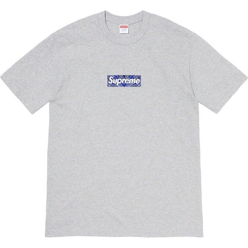 Supreme 2019 F/W Bandana Box Logo Tee 灰色 變形蟲 腰果花 短袖 灰色