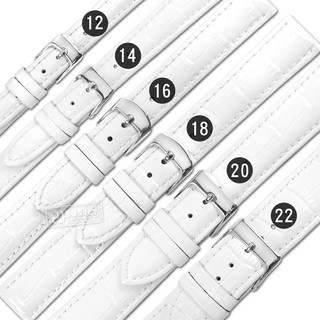 Watchband / 12.14.16.18.20.22mm / 各品牌通用 替用 柔軟 壓紋真皮錶帶 白色