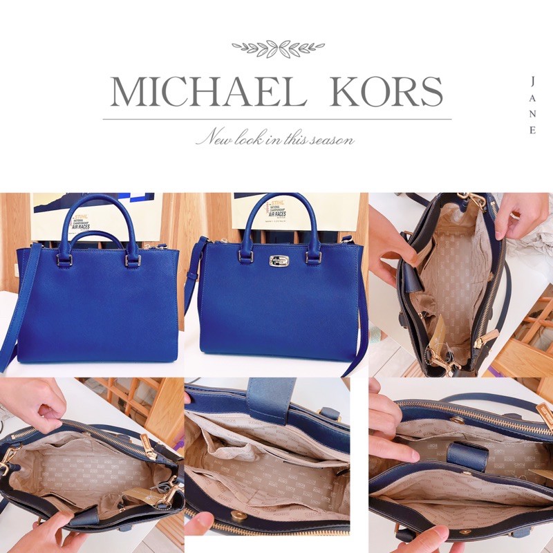 MICHAEL KORS美國🇺🇸Michael Kors MK真皮Kellen Medium深藍色手提包 斜背包 女包