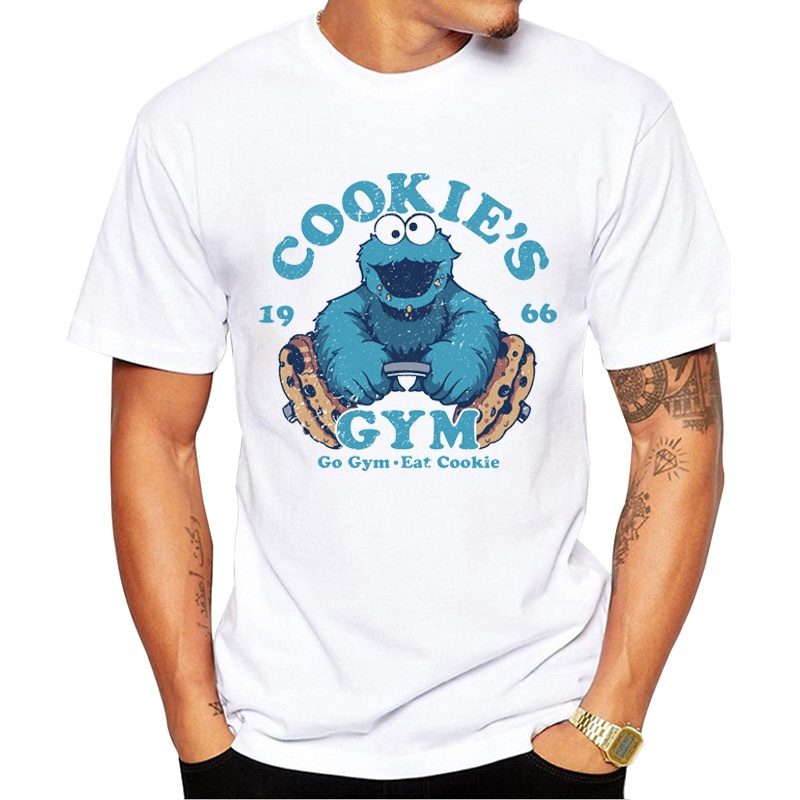 Teehub 促銷 Cookie 男士 t 恤時尚芝麻街 Cookie 印花 t 恤短袖上衣有趣的 t 恤 Essent