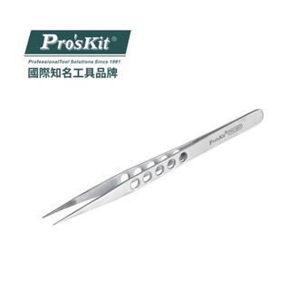 ProsKit寶工 1PK-123T手持孔不銹鋼長尖鑷子(165mm)