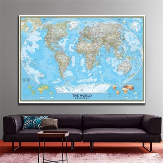 #GOOD# 世界政治地圖大海報印刷品壁掛藝術背景布牆裝飾