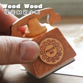 ☆Wood Wood【WZ035】Zakka 復古款老式電話造型木頭印章-預購