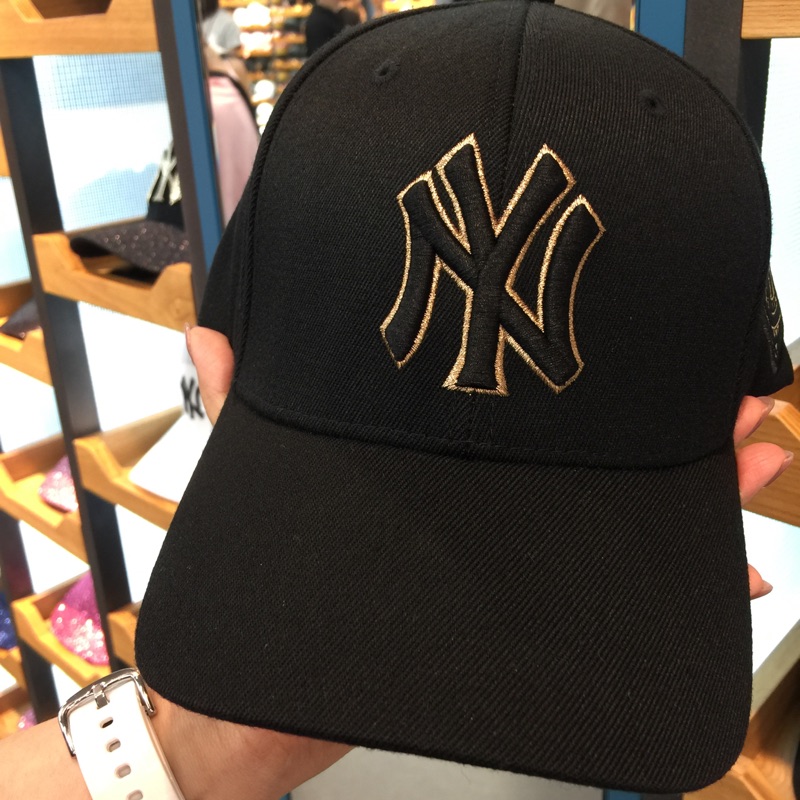 客訂下標-韓國專櫃正品代購MLB雙色刺繡黑金帽