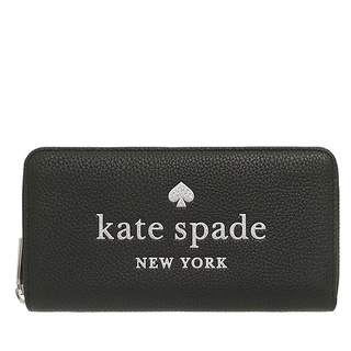 kate spade 拉鍊長夾 鵝卵石紋真皮皮革 皮夾 錢包 長夾 K62962 黑色(現貨)