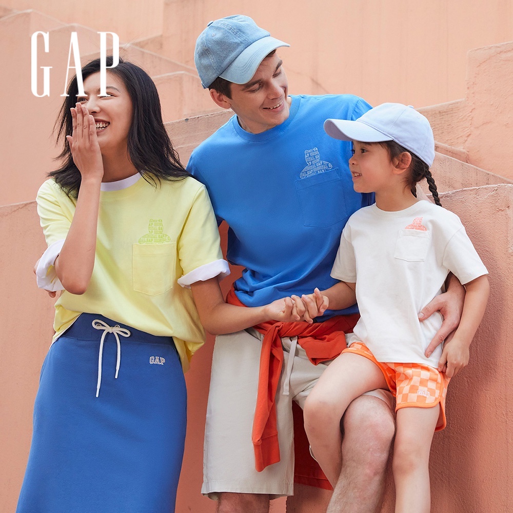 Gap 男女同款 Logo小熊寬鬆短袖T恤 厚磅密織親膚系列-多色可選(858599)