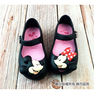 【螃蟹小舖】童鞋 Disney 迪士尼 米妮 米奇 蝴蝶結 水鞋 涼鞋 魚口鞋 公主鞋 兒童 娃娃鞋 黑 120203